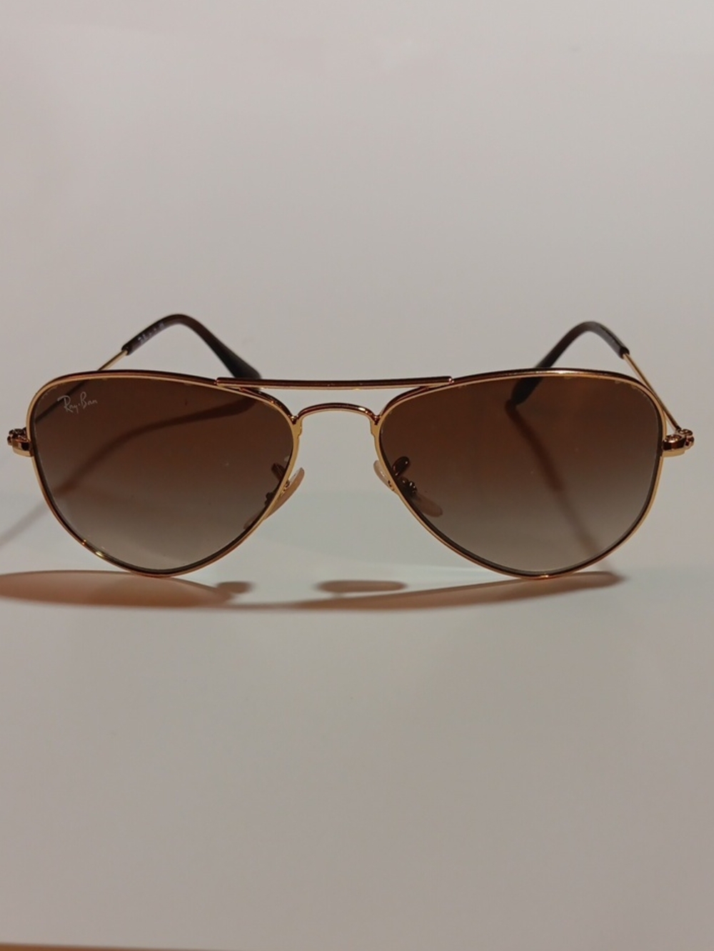 Ray-Ban Gold Frame Aviator Sunglasses with Brown Lenses